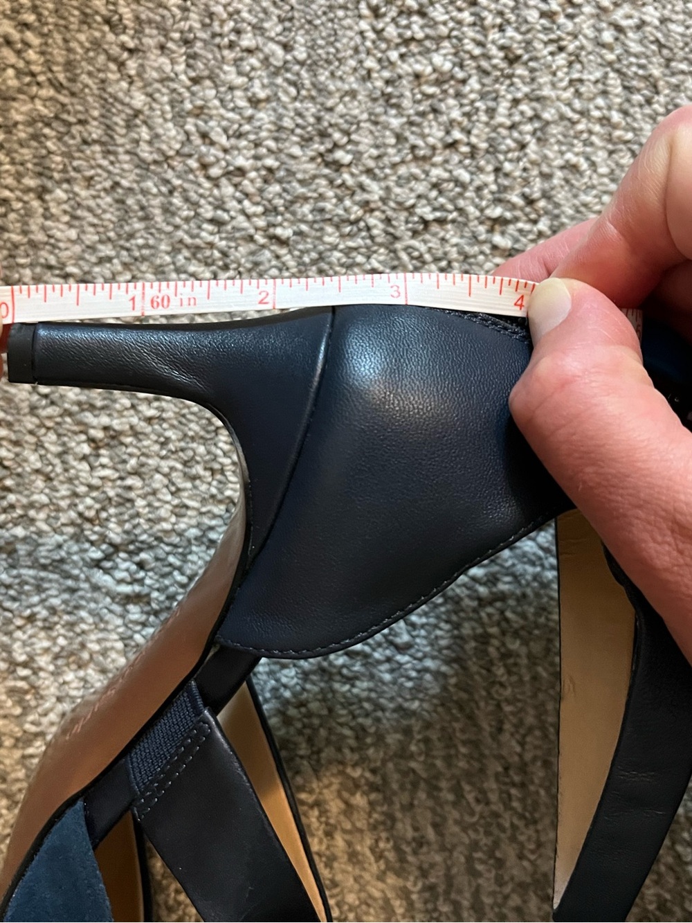 Franco Sarto Navy Suede Pointed-Toe Ankle-Strap Heels - Picture 6 of 6